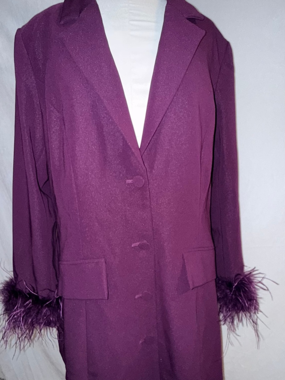 Fashion Nova Nova Luxe Mirage Plum Feather Blazer Mini Dress Size 2X NWT